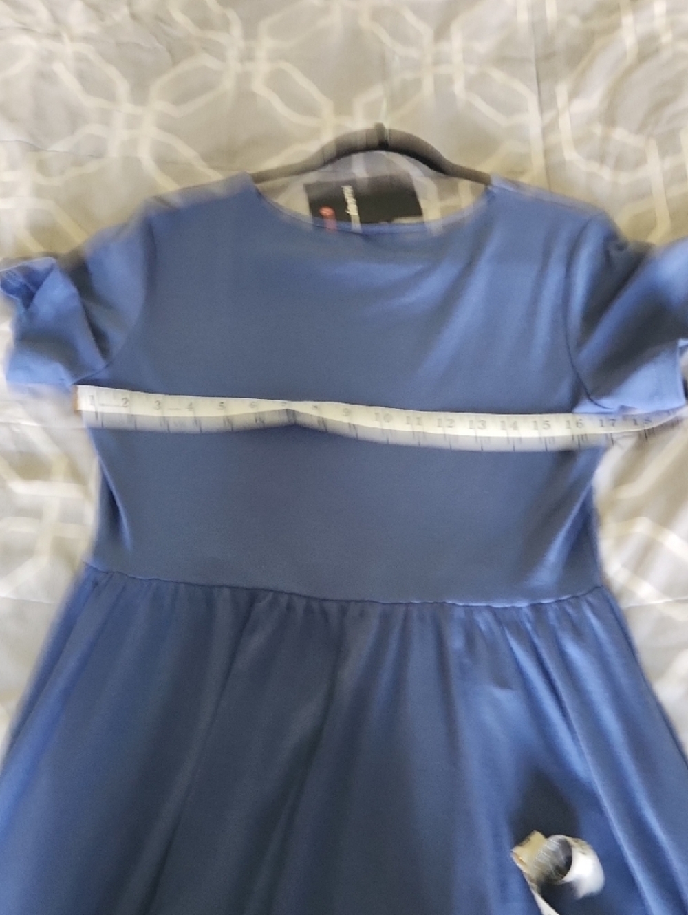 NWT Huukeay Blue V-Neck Short Sleeve Midi Dress Perfect For Travel & Picnics - Picture 5 of 7